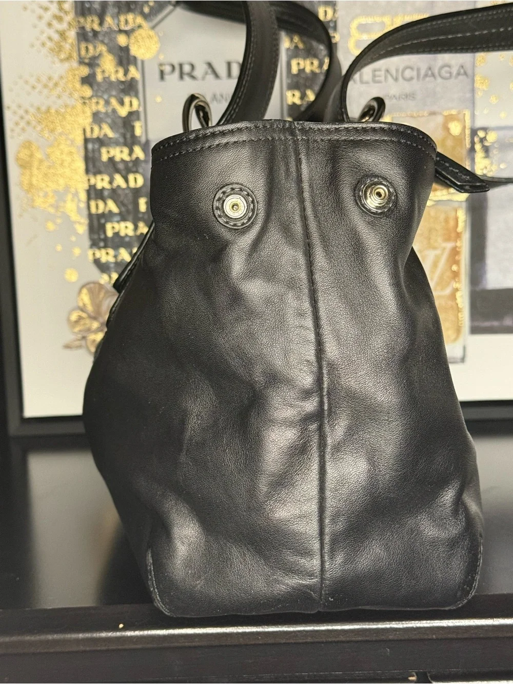 Coach Hampton Soho Black Leather Tote Satchel Shoulder Bag